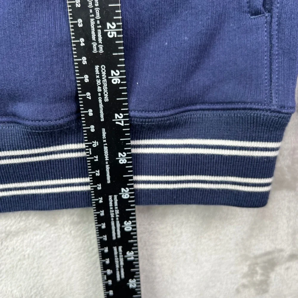 J.Crew Quarter-Zip Pullover Mens Large Navy‎ Blue Striped Trim Cotton Sportswear